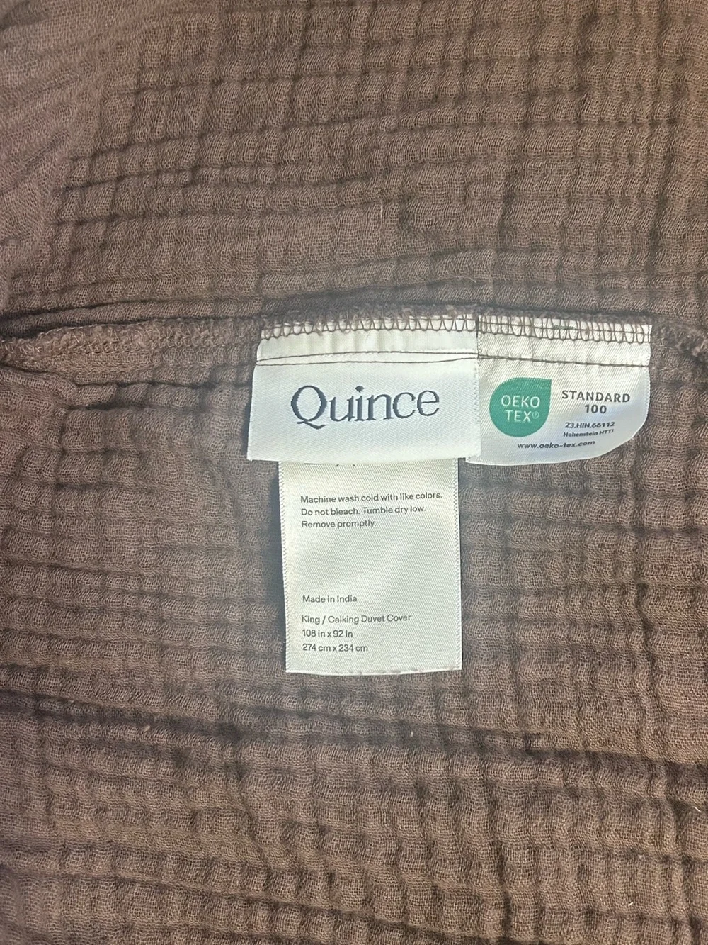 NWT Quince Chocolate Brown Organic Cotton Gauze Duvet Cover and Sham Set!